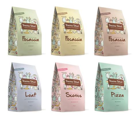 Baking Mix Packaging, Flour Packaging Design, Flour Packaging, Fruit Pastilles, Kit Packaging, Gluten Free Baking Mix, Baking Kits, Scone Mix, Rosemary Focaccia