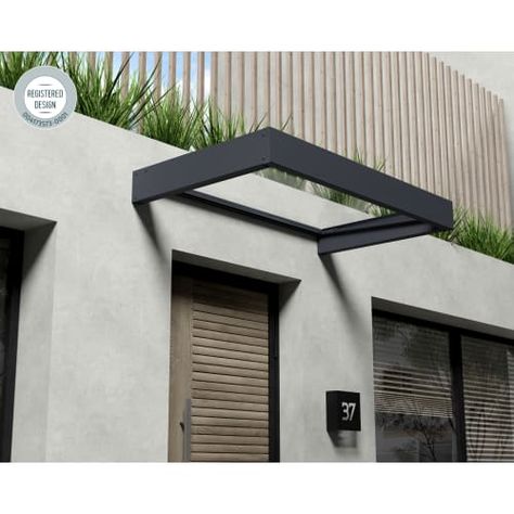 Door Canopy Modern, Front Door Canopy, Diy Awning, Window Canopy, Door Awnings, Door Canopy, Grey Doors, Window Awnings, Door Cover