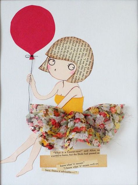 معرض فني, Art Altéré, Journal D'art, Newspaper Art, Mixed Media Illustration, Red Balloon, E Card, Paper Doll, Art Journals