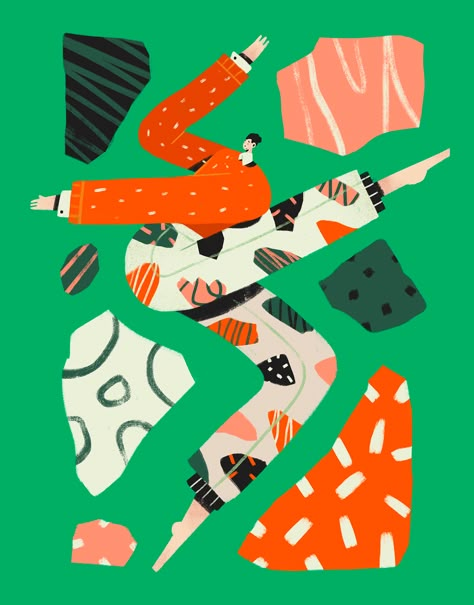 Between Shapes on Behance Lucas Wakamatsu, Illustrative Branding, Illustration Trends, Lineless Art, Illustrated People, Yoga Poses For Flexibility, Poster Sport, Flexibility Yoga, Mural Ideas