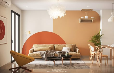 Creating Well Rounded Interiors With Circle Themes & Orange Accents Minimalist Dekor, Summer Room, Outdoor Entryway, Living Room Orange, Bedroom Orange, Bathroom Modern, Decorating Home, Display Table, Entryway Ideas