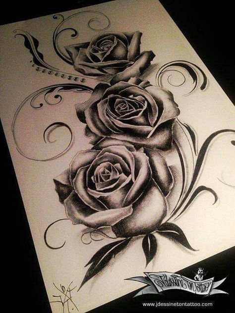 Tattoo Rose Drawing, 3 Roses Tattoo Design, Realistic Rose Tattoo, Skull Rose Tattoos, Rose Drawing Tattoo, Rose Tattoo Sleeve, Rose Tattoos For Women, Tattoo Lettering Fonts, Dope Tattoos For Women