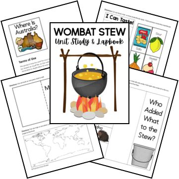 Wombat Stew, Ruth And Naomi, Story Sequencing, Stone Soup, Math Measurement, Action Words, Vocabulary Cards, Unit Study, Book Week