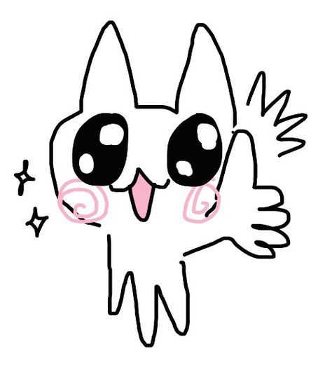 a poorly drawn cat with pleading eyes and a backwards thumbs up Thumbs Up Drawing, Excited Cat, Eyes Meme, Smile Drawing, Drawing Meme, Cutie Cat, Ugly Cat, Cat Emoji, Goofy Drawing