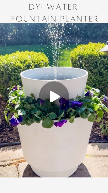 Planter With Water Feature, Flower Pot Fountain Diy Solar, Plant Pot Water Feature, Planter Solar Fountain Diy, Planter Fountain Diy, Flower Pot Fountain, Planter Water Fountain, Fountain Planter Ideas, Solar Water Fountains Outdoor Diy