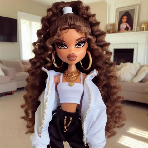 Bratz Baddie, Baddie Art, Cute Imvu Baddies, Black Bratz Doll, Bratz Doll Outfits, Brat Doll, Disney Princess Artwork, Bratz Girls, Bratz Inspired Outfits