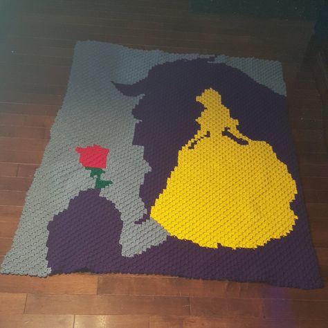 Beauty And The Beast Cross Stitch, Crochet C2c Pattern, C2c Crochet Pattern Free, Disney Crochet Patterns, C2c Crochet Blanket, Graph Crochet, Crochet Disney, Crochet Afgans, Pixel Crochet