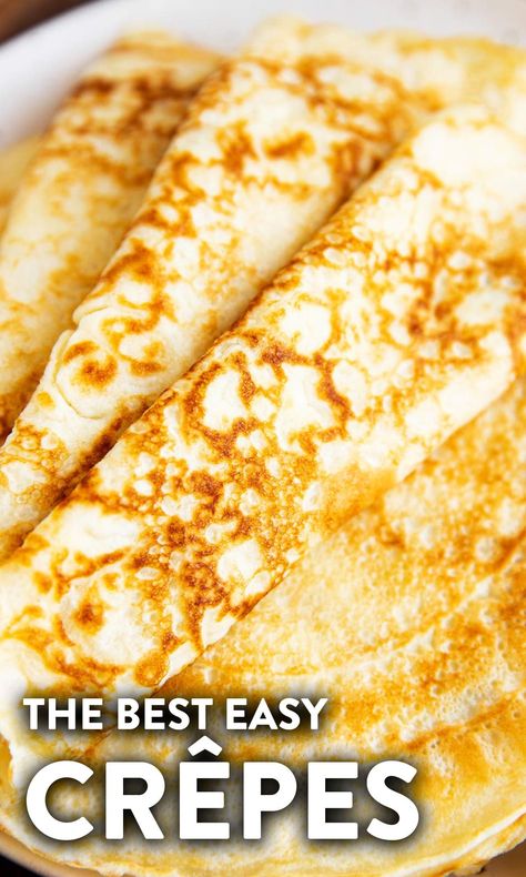 Are you looking for an easy crêpe recipe? Try my foolproof crèpes for a fun French twist on your next Mother's Day or Easter brunch (or whenever you feel like a fancy upgrade!). These are quick to make and always come out well, even for beginners! | #frenchrecipes #mothersday #brunchrecipe #crepes #breakfastrecipe #easyrecipes Crepes Recipe Easy, Crepes Recipe Breakfast, Crêpe Recipe, French Crepe Recipe, Easy Crepe Recipe, Crepe Recipe, Crepes Recipe, Breakfast Crepes, French Crepes