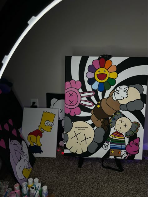 Cartoon Paintings, The Life I Want, Life I Want, Expressing Love, Hippie Painting, Simple Canvas Paintings, Graffiti Style Art, Cute Canvas Paintings, Canvas Drawings