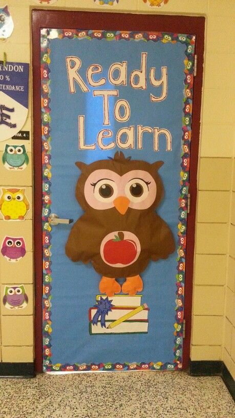 Owl School Door-2015 Owl Door Decorations Classroom, Owl Classroom Door, Owl Door Decorations, Safari Classroom, Teacher Door Decorations, Owl School, Daycare Classroom, Owl Theme Classroom, Owl Door