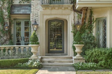 Porch Entrance Ideas, Tudor Front Door, French Country Porch, Porch Entrance, Country Porch, English Tudor, French Street, Exterior Details, Tudor House