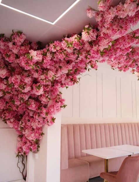 #with #Creativity #DecorInspiration #Floral #InteriorDesign #InteriorInspo #Flower #Elevating #HomeDecorating #Bar #HomeStyle #Events #Ideas Cherry Blossom Garland, Cherry Blossom Decor, Nail Salon Interior, Sustainable Flowers, Artificial Garland, Pink Cherry Blossom, Flower Garden Design, Boutique Interior, Floral Garland