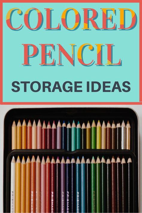 More than 25 colored pencil storage ideas and tips for children, adults and artists. Includes both DIY ideas and a wide variety of products. Best Way To Store Colored Pencils, Diy Colored Pencil Organizer, Color Pencil Storage Ideas, Colored Pencil Storage Ideas, Pencil Storage Ideas, Colored Pencil Organization, Organizing Colored Pencils, Coloring Organization, Color Pencil Storage