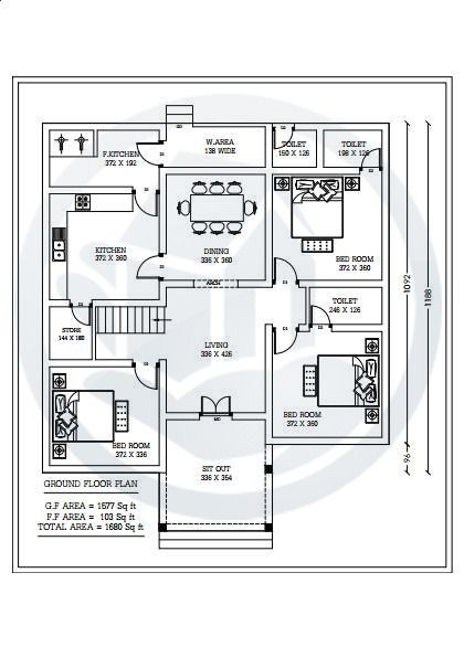 Container Home Floor Plans, Home Floor, 3 Bedroom House Plans, Home Map Design, Kerala Home Design, Budget House Plans, 20x40 House Plans, Plan Elevation, Kerala Home