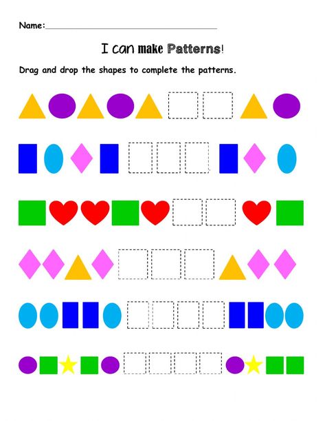 Patterns interactive activity for Kindergarten. You can do the exercises online or download the worksheet as pdf. Patterns Worksheet, Pattern Worksheets For Kindergarten, Patterning Kindergarten, Preschool Patterns, Worksheet For Kindergarten, Math Patterns, Pattern Grading, Pattern Worksheet, Pattern Activities