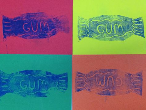 Kathy's Art Project Ideas: Andy Worhol Pop Art Printmaking Lesson Printmaking For Kids, Simple Printmaking, Art Camp Projects, Andy Warhol Inspired, Printmaking Ideas, Printmaking Projects, Andy Warhol Art, Art Printmaking, Warhol Art