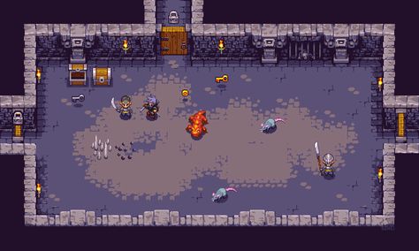 Roguelike Dungeon by iSohei on DeviantArt Dungeon Level Design, Top Down Rpg Pixel Art, Pixel Top Down, Top Down Game Art, Top Down Dungeon, Dungeon Pixel Art, Pixel Art Dungeon, Pixel Tileset, Top Down Pixel Art