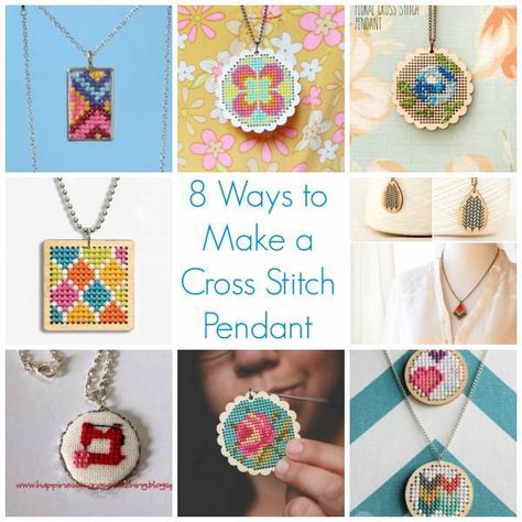 Cross stitch pendants are a big trend right now in the jewelry making business.  If you have been thinking of trying this for yourself, here are 8 ideas to get you started.  While it’s the sa… Cross Stitch Pendant, Cross Stitch Necklace, Cross Stitch Tutorial, Jewelry Making Business, Studio Knit, Stitch Jewelry, Cross Stitch Finishing, Bead Embroidery Patterns, Mini Cross Stitch