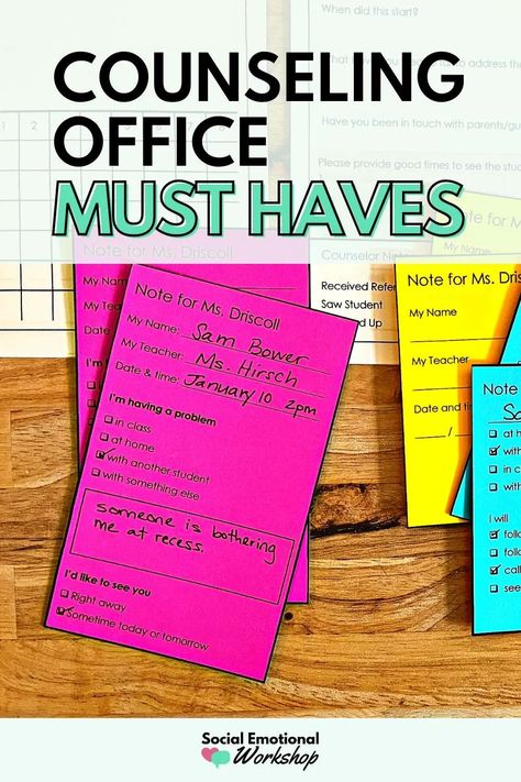 Your School Counseling Office Must Haves! Here is the ultimate list of school counseling office decor, posts, games, supplies and more to have your totally outfitted to support students. School Counseling Office Decor Ideas, School Counselors Office Decor, Elementary School Counselor Office Setup, Middle School Counseling Office Decor, Guidance Counselor Outfits, School Social Work Office Ideas, High School Counseling Office Decor, School Counseling High School, Middle School Counselor Office Decor