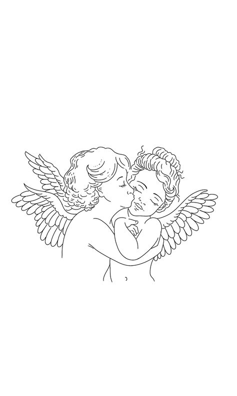 Angel Astethics Tattoo, Two Cherub Angel Tattoo, Angel Dainty Tattoo, Angel And Devil Cherub Tattoo, Vintage Angel Tattoo, Angel Knee Tattoo, Two Angel Tattoo, Angel Cupid Tattoo, Two Cherubs Tattoo