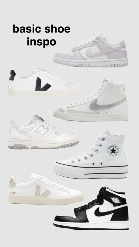 Basic Nike Shoes, Simple Nike Shoes, Basic Sneakers For Women 2023, Shoes Inspo 2023, Top Shoes For Women 2023, Non Basic Shoes, Neutral Shoes Sneakers, Shoes Essentials Women, Basic Shoes To Have