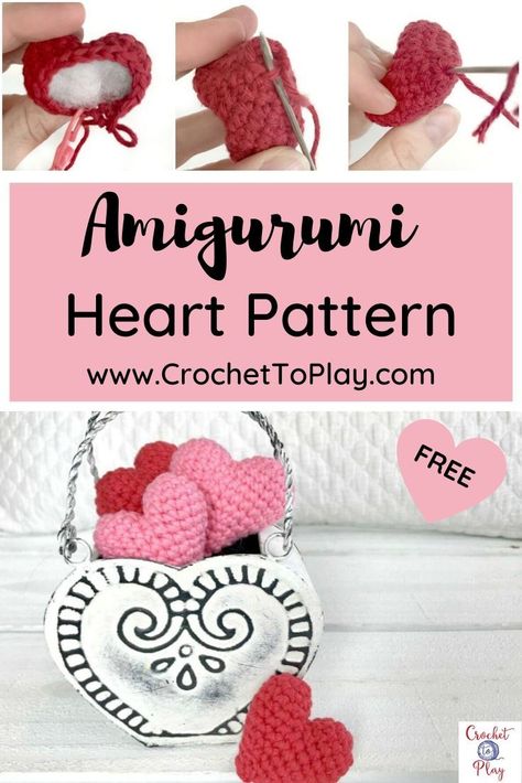 Heart Stuffed Animal, Crochet Stuffed Heart Free Pattern, Crochet Stuffed Heart, Fathers Day Crafts For Preschoolers, Quick And Easy Amigurumi, Stuffed Hearts, Amigurumi Projects, Doll Amigurumi Free Pattern, Easy Amigurumi