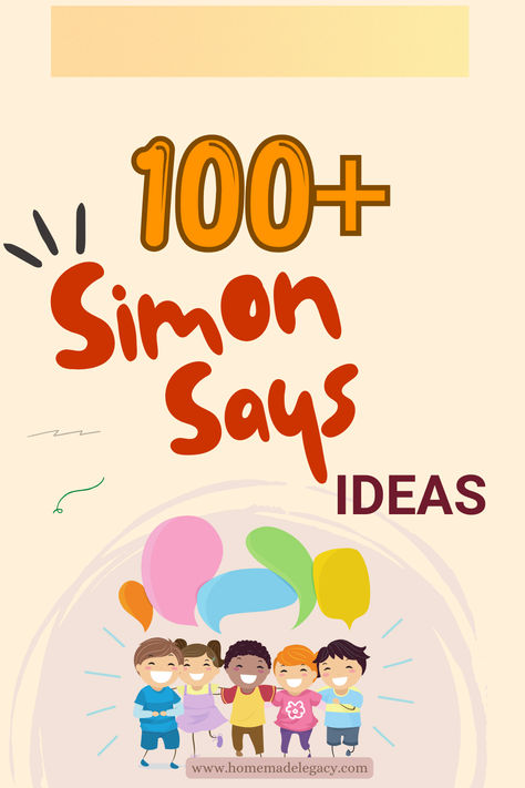 Simon Says is a classic game that all children love to play. This game has many benefits for our little ones, even though it looks like just a fun activity.  Today, we have a huge list of Simon Says commands to share with you.  If you are looking for Simon Says ideas to play at home with your kids or for a kindergarten activity, this list includes 100+ Simon Says commands, categorised by different learning areas.  #simonsays #simonsayscommands #kidsactivities Simon Says Game Ideas, Simon Says Game, Quiet Games, Kindergarten Activity, Educational Activities For Preschoolers, Inside Games, Childs Play, Gross Motor Activities, Kindergarten Fun