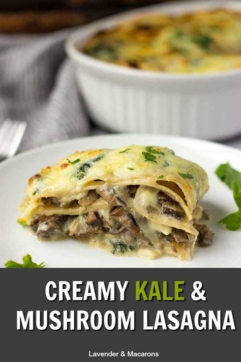 Kale Lasagna Recipe, Kale Lasagna, Mushroom Lasagna Recipe, Kale And Mushroom, Creamy Kale, Recipe Kale, Recipe Lasagna, Recipe Mushroom, Mushroom Lasagna