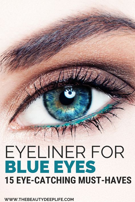 Not sure what color eyeliner for your blue eyes will make them pop or enhance their beauty? We’ve rounded up the best colored and natural toned eyeliners for all you blue-eyed gals to take your eye makeup game up a few gorgeous notches and to give you a stunning new makeup look!! #eyeliner #eyemakeup #makeupblueeyes #makeuplooks Blue Eyeliner For Blue Eyes, Eyeliner Colors For Blue Eyes, Colorful Eyeliner Blue Eyes, Round Blue Eyes Makeup, Blue Eyeliner On Blue Eyes, Blue Eyeliner Makeup Blue Eyes, Hair Color To Make Blue Eyes Pop, Blue Mascara Blue Eyes, Best Colors For Blue Eyes