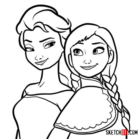 How to draw Elsa and Anna together | Frozen Elsa Drawing Easy, Anna Frozen Drawing, Anna Drawing, How To Draw Elsa, Elsa Drawing, Frozen Drawings, Elsa Coloring, Frozen Images, Anna Et Elsa