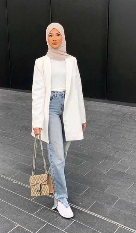 Blazer Hijab Outfits, Outfit Ideas For Hijabi Women, Casual Hijabi Outfits, Hijabista Fashion Outfits, Summer Hijab Outfits, Hijab Outfit Summer, Islam Hijab, Modest Outfits Muslim, Estilo Hijab