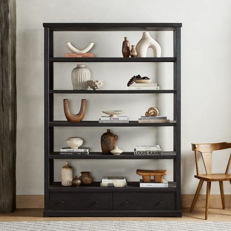 Shop Woodmore Bookcase at Burke Decor today. Quick ship and free shipping available for select items in the US. International shipping available. Large Bookcase, Reclaimed Wood Frames, Iron Hardware, Rustic Lodge, Bookcase Shelves, High Fashion Home, Soft Close Drawers, Burke Decor, Furniture Styles