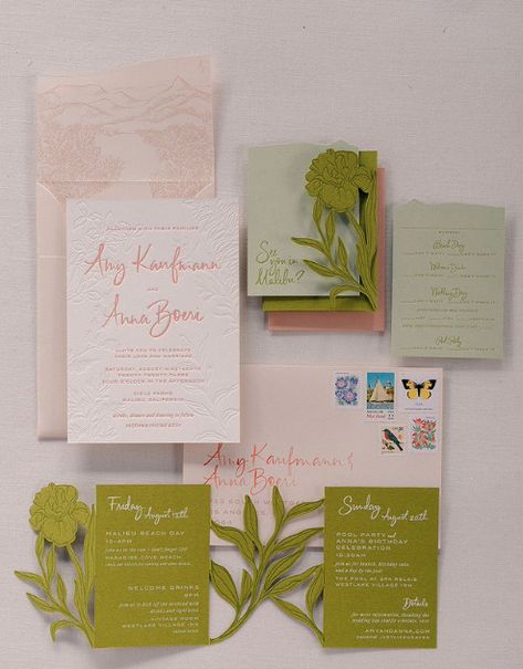 The prettiest botanical details for A + A | 📷: @JennyQuicksall Invitation Card Design Green, Tropical Wedding Stationery, Tropical Wedding Invitations Zazzle, Tropical Wedding Invitation Suite, Modern Tropical Invitation, Tropical Wedding Save The Date, Tropical Glam Wedding Invitations, Italian Wedding Invitations, Letterpress Save The Dates