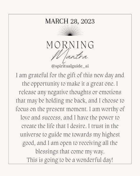 Morning Mantra Positive, Morning Mantra Affirmations, Morning Meditation Mantra, Todays Mantra, Peace Mantra, Morning Yoga Quotes, Yoga Teacher Quotes, Spiritual Morning, Coping Statements