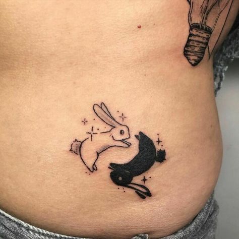 Yin Yang Bunnies Tattoo Yum And Yang Tattoo, Ying And Yang Tattoo Matching, Yin Yang Tattoo Matching, Yin And Yang Tattoo Ideas, Matching Ying Yang Tattoo, Yin Yang Rat Tattoo, Yin And Yang Tattoo Friends, Bunny Ying Yang Tattoo, Yin Yang Bunny Tattoo