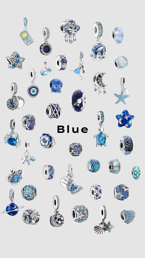 #pandora #blue Summer Pandora Charms, Pandora Charms Blue, Blue Pandora Charms, Pandora Summer, Pandora Bracelet Charms Ideas, Pandora Bracelet Designs, Pandora Blue, Bracelet Charms, Pandora Bracelet Charms