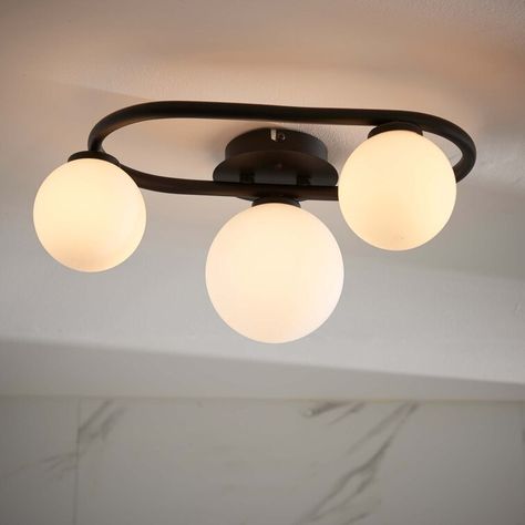 George Oliver Kaelynn 3-Light 35.9cm Ceiling Spotlight | Wayfair.co.uk Semi Flush Light, Contemporary Wall Lights, Black Ceiling Lighting, Low Ceilings, Outdoor Mirror, Circle Light, Flush Light, Wall Mounted Lamps, Semi Flush Lighting