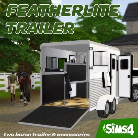 The Featherlite Trailer! | Patreon Sims 4 Cc Horse Ranch, Sims 4 Horse Cc, Sims 4 Horse Ranch, Ranch Outfits, Sims 4 Cas Background, Horse Transport, Sims 4 House Design, Sims Games, Horse Ranch