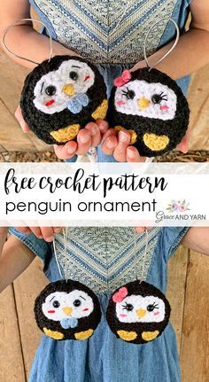 Quick and easy free crochet penguin ornament pattern!  #graceandyarn #freecrochetpenguinornamentpattern Penguins Crochet, Christmas Orderments, Crochet Minis, Grace And Yarn, Crochet Baby Projects, Christmas Amigurumi, Christmas Crochet Patterns Free, Amigurumi Christmas, Crochet Penguin