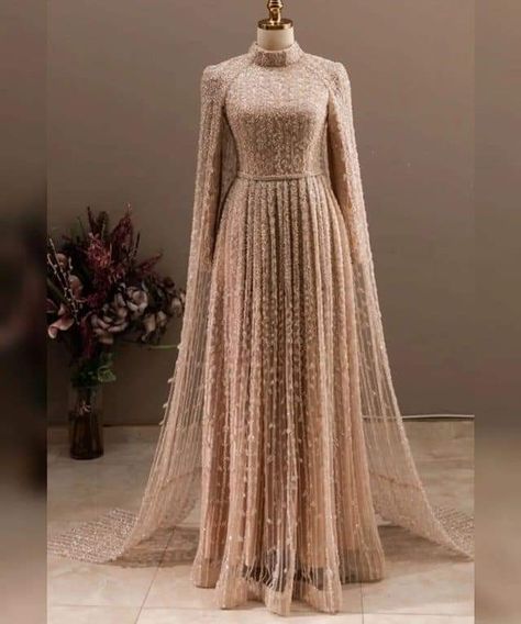 Turkish Gowns Hijab Styles, Beige Engagement Dress, Modest Engagement Dress Hijab, Turkey Wedding Dress Hijab, Hijab Evening Dress Plus Size, Turkey Wedding Dress, Gold Engagement Dress, Hijab Engagement Dress, Indian Wedding Reception Outfits