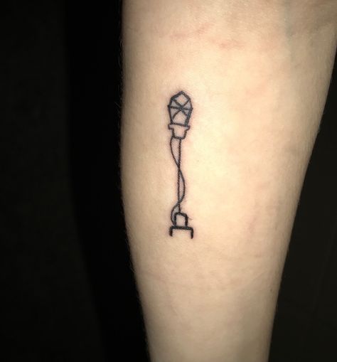 Theatre tattoo ghostlight Ghost Light Tattoo, Theater Tattoo, Broadway Tattoos, Sound Wave Tattoo, Theatre Tattoo, Scottish Tattoos, Forearm Tattoo Quotes, My Ghost, Funky Tattoos