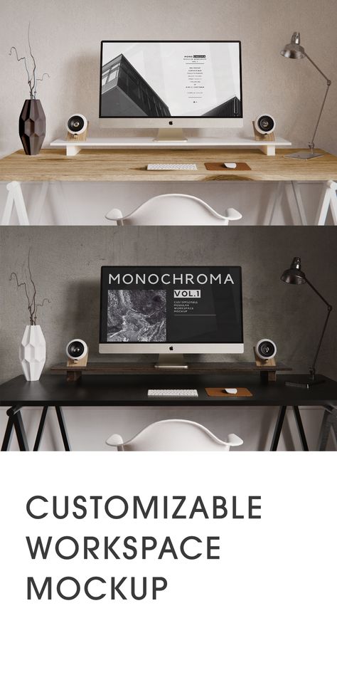 We've crafted this Customizable Workspace Mockup in both Monochrome themes (Dark and Light) to allow Designers have more creative freedom in presenting their Work. This Mockup features toggleable Apple Devices and All of the Decor Objects. You can set up a Clean or Fully Furnished Workspace that best suits your design aesthetic. #graphicdesign #mockup #websdesign #ui #ux