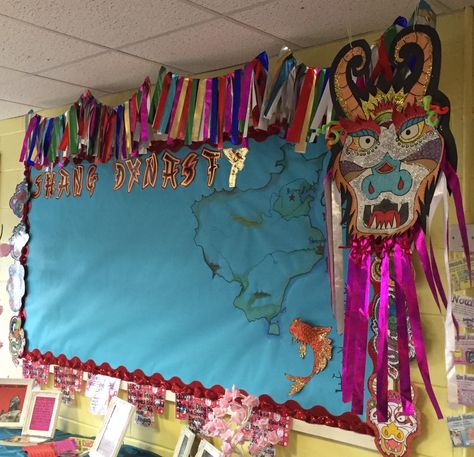 KS2 classroom display Shang Dynasty China. Made by Charley Ks2 Display, Primary School Displays, Ks2 Classroom, School Display, Shang Dynasty, Traditional Tales, School Displays, Classroom Display, Class Decor