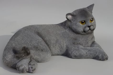 Grave Statues, Cat Memorial Garden, Pet Cremation Urns, Cat Urns, Shorthair Cat, Pet Cremation, Urn For Ashes, British Shorthair Cats, Gray Cat