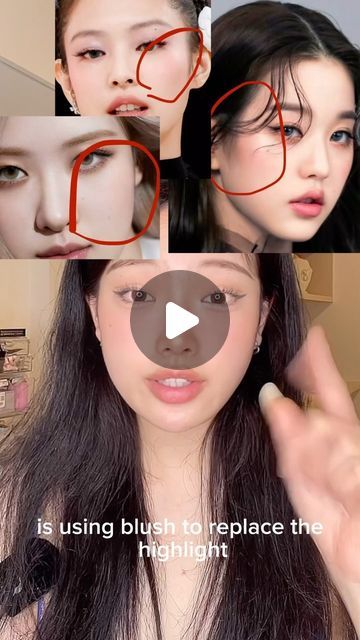 Asian Blush Placement, Korean Blush Placement, Blush Placement Korean, Korean Blush Makeup, Where To Apply Blush, Blush Placement, Blush Tips, Blush Application, Festival Face