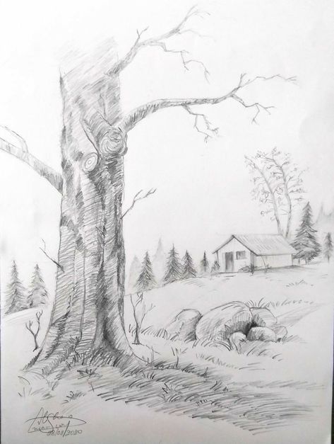 #sketching#landscape#14yo Sketching Landscape, Afghan Patterns, Tree Tattoo, A Tree, Painting & Drawing, Sketch, Pencil, Drawings, Pattern