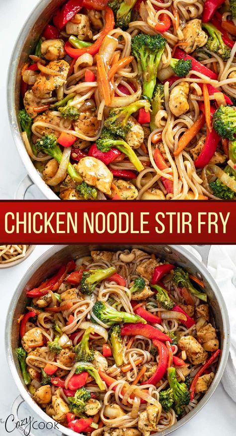 Chicken Noodle Stir Fry, Chicken Stir Fry With Noodles, Noodle Stir Fry, Asian Noodle Recipes, Asian Stir Fry, Healthy Dinner Recipe, Stir Fry Recipes Chicken, Chow Mein Noodles, Chinese Cooking Recipes