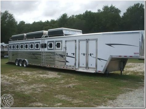 Horse Trailer With Living Quarters, Barnwood Builders, Cattle Trailers, Horse Float, Horse Trailer Living Quarters, Horse Barn Ideas Stables, Livestock Trailers, Funny Horse Videos, Dream Horse Barns