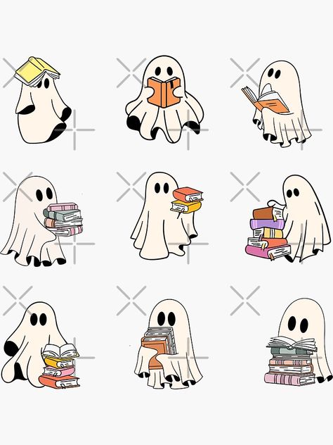 "Reading Sheet Ghost Cute Ghosts Reading Pack Book Set Spooky Book Lovers Gift Ideas" Sticker for Sale by StickyBook Reading A Book Tattoo, Sticker Book Tattoo, Book Aesthetic Sticker, Sticker Book Ideas, Sticker Book Diy, Sticker Activities, Book Tattoo Ideas, Book Design Ideas, Book Decoration