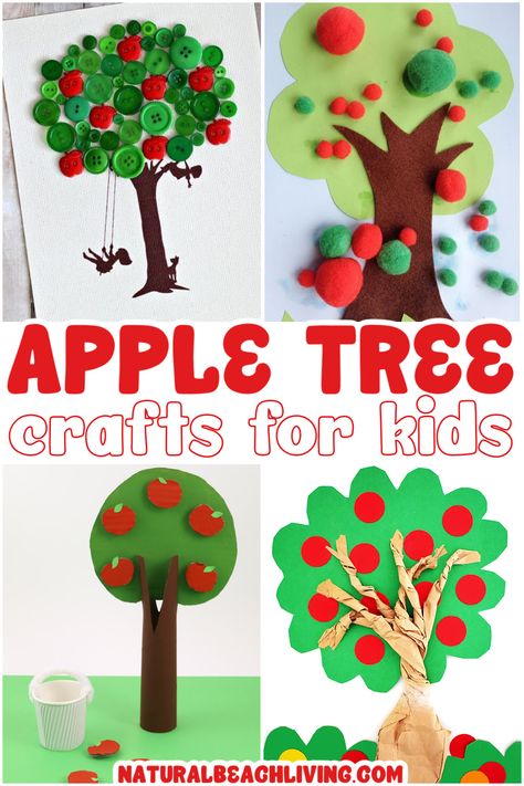 16 Apple Tree Crafts for Kids - Natural Beach Living Apple Tree Craft For Toddlers, Apple Crafts Preschool, Tree Crafts For Kids, Apple Theme Activities, Paper Apple, Tissue Paper Art, Apple Craft, Classroom Art Projects, Apple Theme